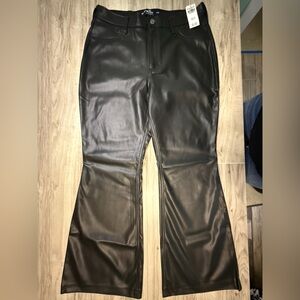 Hollister Black Ultra High-Rise Flare Faux Leather Pants